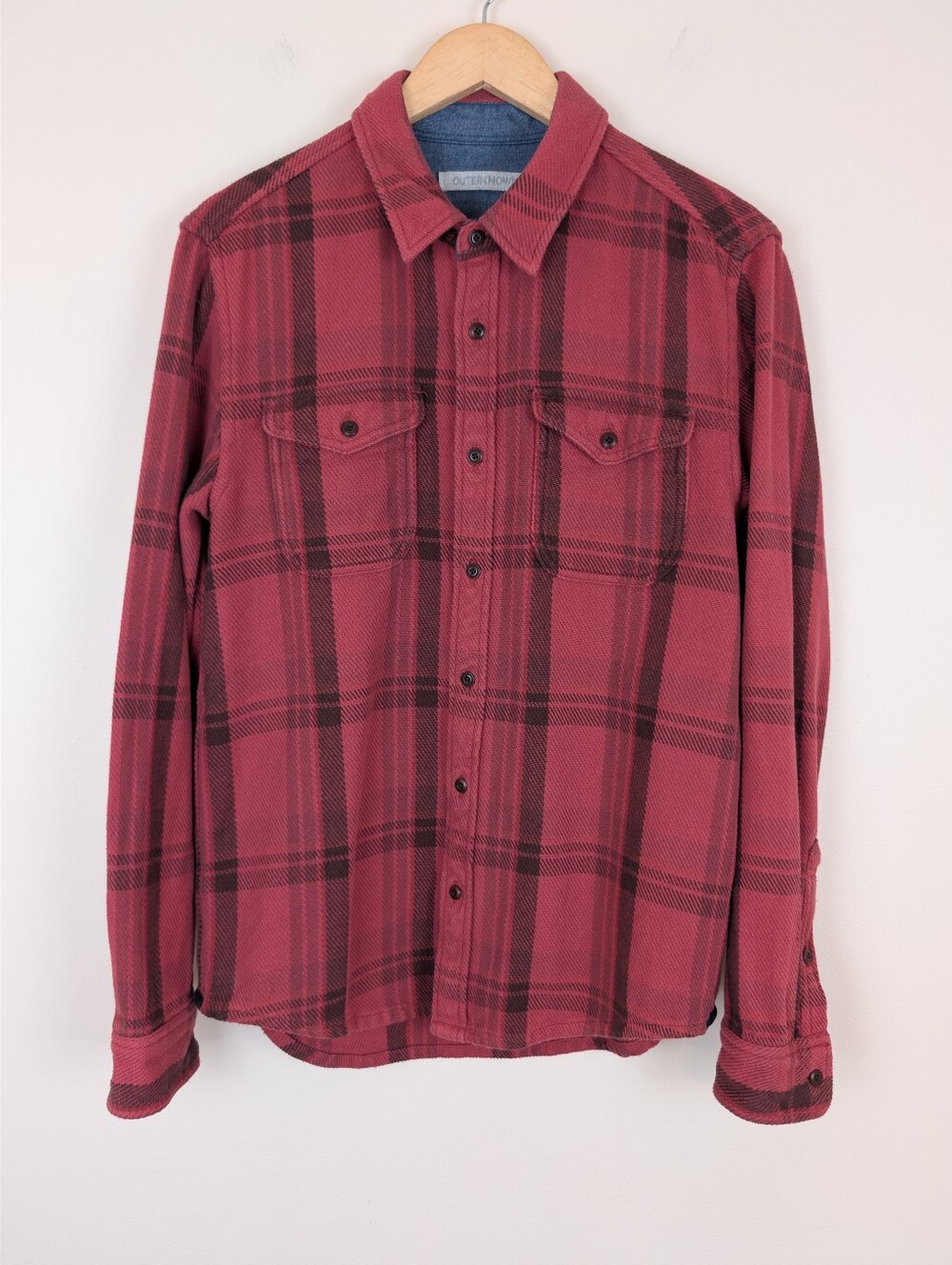 Outerknown Blanket Cotton Twill Button-up Long Sleeve Plaid Shirt size Small
